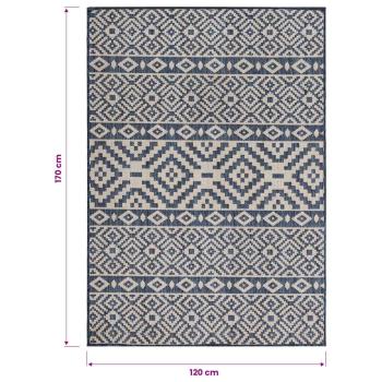 Outdoor-Teppich Flachgewebe 120x170 cm Blau Gestreift
