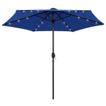 ARDEBO.de - Sonnenschirm mit LED-Beleuchtung und Alu-Mast 270 cm Azurblau