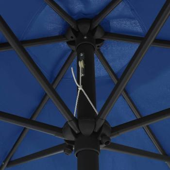 Sonnenschirm mit LED-Beleuchtung und Alu-Mast 270 cm Azurblau