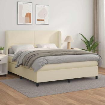 ARDEBO.de - Boxspringbett mit Matratze Creme 180x200 cm Kunstleder