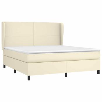 Boxspringbett mit Matratze Creme 180x200 cm Kunstleder