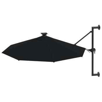 Sonnenschirm zur Wandmontage mit LEDs 300 cm Schwarz