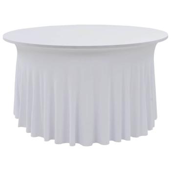 ARDEBO.de - 2 Stück Stretch-Tischdecken mit Rand Weiß 180 x 74 cm