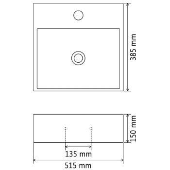 Waschbecken mit Hahnloch Keramik Wei? 51,5x38,5x15 cm