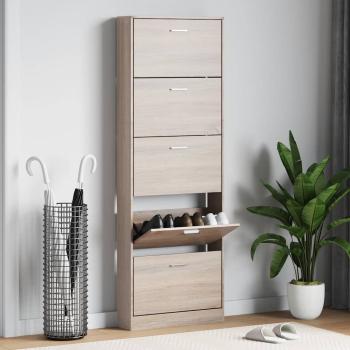 ARDEBO.de - Schuhschrank mit 5 Schuhkippern Holz Eichen-Optik