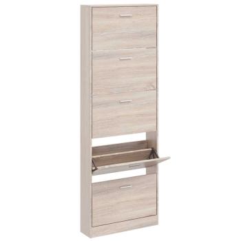 Schuhschrank mit 5 Schuhkippern Holz Eichen-Optik
