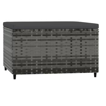Gartenhocker mit Kissen Grau Poly Rattan