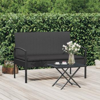 ARDEBO.de - Gartenbank mit Kissen Schwarz 105 cm Poly Rattan