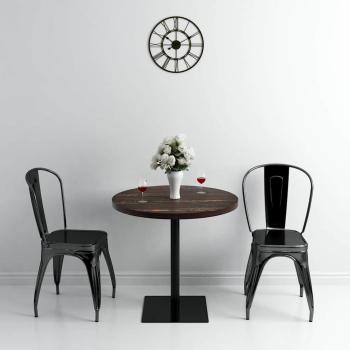 ARDEBO.de - Bistrotisch MDF und Stahl Rund 80×75 cm Dunkle Esche
