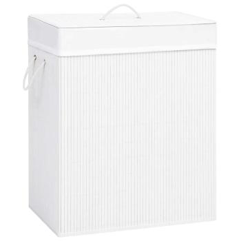 ARDEBO.de - Bambus-Wäschekorb mit 2 Fächern Weiß 100 L
