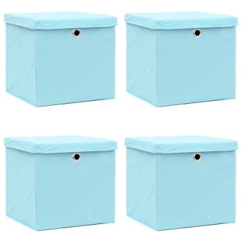 ARDEBO.de - Aufbewahrungsboxen mit Deckeln 4 Stk. Babyblau 32x32x32cm Stoff
