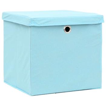 Aufbewahrungsboxen mit Deckeln 4 Stk. Babyblau 32x32x32cm Stoff