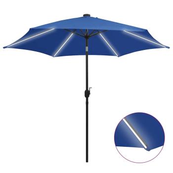 ARDEBO.de - Sonnenschirm mit LED-Beleuchtung und Alu-Mast 300 cm Azurblau