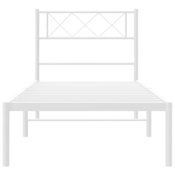 Bettgestell mit Kopfteil Metall Weiß 107x203 cm