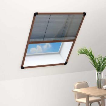 ARDEBO.de - Insektenschutz-Plissee für Fenster Aluminium Braun 80x120 cm