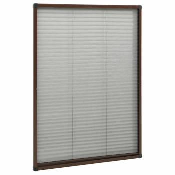 Insektenschutz-Plissee für Fenster Aluminium Braun 80x120 cm
