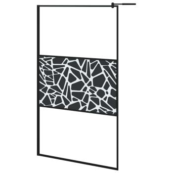 Duschwand f?r Walk-In Dusche 115x195 cm ESG Steindesign Schwarz