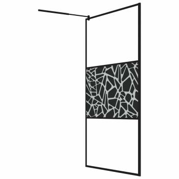 Duschwand f?r Walk-In Dusche 115x195 cm ESG Steindesign Schwarz