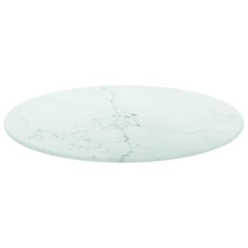 Tischplatte Wei? ?40x0,8 cm Hartglas in Marmoroptik