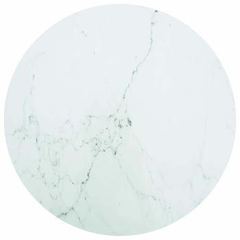 ARDEBO.de - Tischplatte Weiß Ø80x1 cm Hartglas in Marmoroptik
