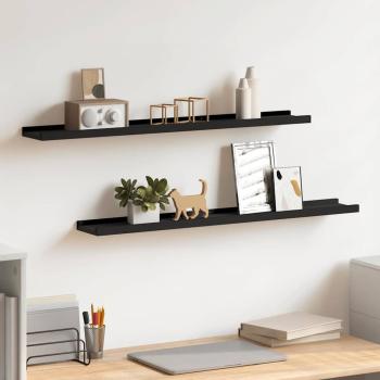 ARDEBO.de - Bilderleisten 2 Stk. Schwarz 80x9x3 cm MDF