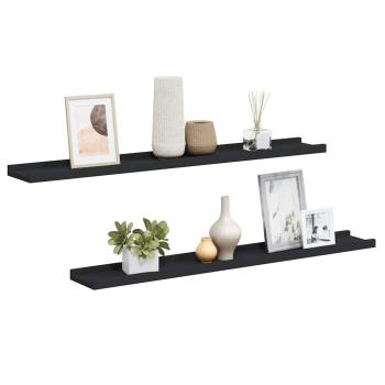 Bilderleisten 2 Stk. Schwarz 80x9x3 cm MDF