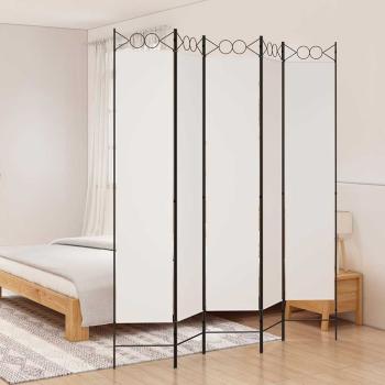 ARDEBO.de - 5-tlg. Paravent Weiß 200x220 cm Stoff