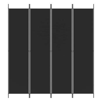 4-tlg. Paravent Schwarz 200x220 cm Stoff