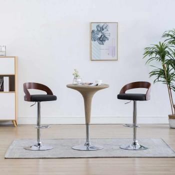 ARDEBO.de - Barhocker 2 Stk. Dunkelgrau Stoff und Bugholz