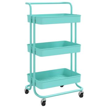 Küchenwagen 3 Etagen Türkis 42x35x85 cm Eisen und ABS