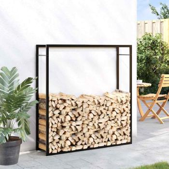 Brennholzregal Mattschwarz 110x28x116 cm Stahl
