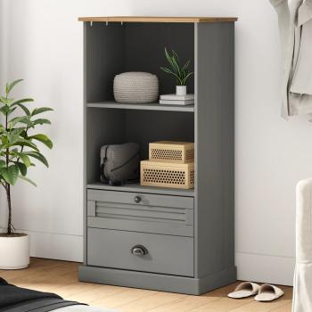 ARDEBO.de - Bücherregal VIGO Grau 60x35x114,5 cm Massivholz Kiefer