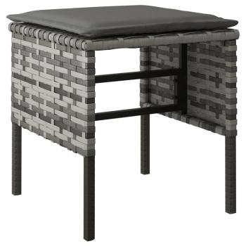 Gartenhocker mit Kissen 4 Stk. Grau Poly Rattan