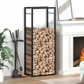 ARDEBO.de - Brennholzregal Mattschwarz 50x28x132 cm Stahl