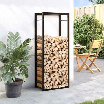 Brennholzregal Mattschwarz 50x28x132 cm Stahl