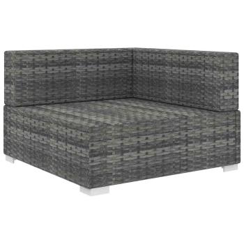 Sofa-Eckteil mit Kissen Poly Rattan Grau