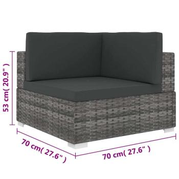 Sofa-Eckteil mit Kissen Poly Rattan Grau
