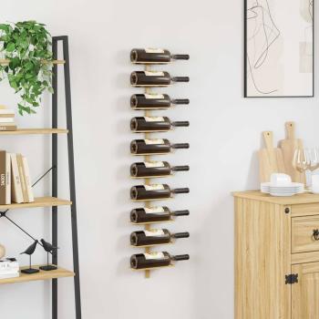 Wand-Weinregal für 10 Flaschen Golden Metall