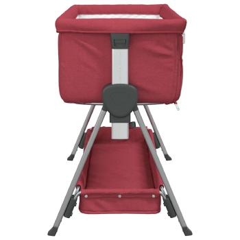 Babybett mit Matratze Rot Leinenstoff