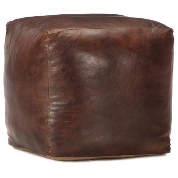 ARDEBO.de - Pouf Dunkelbraun 40 x 40 x 40 cm Echtes Ziegenleder