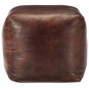 Pouf Dunkelbraun 40 x 40 x 40 cm Echtes Ziegenleder