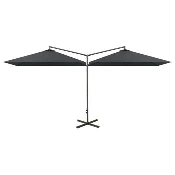Doppel-Sonnenschirm mit Stahl-Mast 600x300 cm Anthrazit