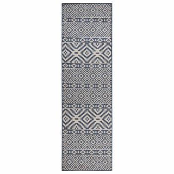 ARDEBO.de - Outdoor-Teppich Flachgewebe 80x250 cm Blau Gestreift