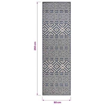 Outdoor-Teppich Flachgewebe 80x250 cm Blau Gestreift