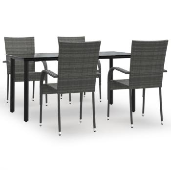 5-tlg. Garten-Essgruppe Grau Poly Rattan