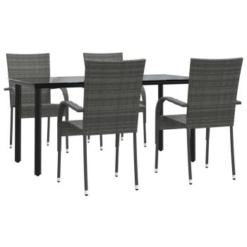 5-tlg. Garten-Essgruppe Grau Poly Rattan