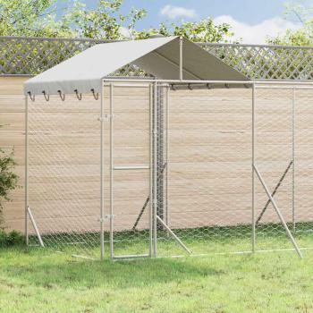 ARDEBO.de - Outdoor-Hundezwinger mit Dach Silbern 10x2x2,5 m Stahl Verzinkt
