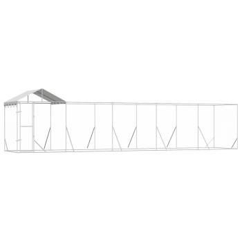 Outdoor-Hundezwinger mit Dach Silbern 10x2x2,5 m Stahl Verzinkt