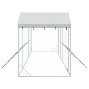 Outdoor-Hundezwinger mit Dach Silbern 10x2x2,5 m Stahl Verzinkt