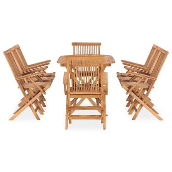 9-tlg. Garten-Essgruppe Klappbar Massivholz Teak